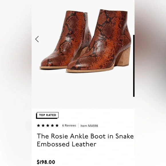 MADEWELL The Rosie Ankle Boot in Snake Embossed Leather 9.5 - Picture 4 of 17